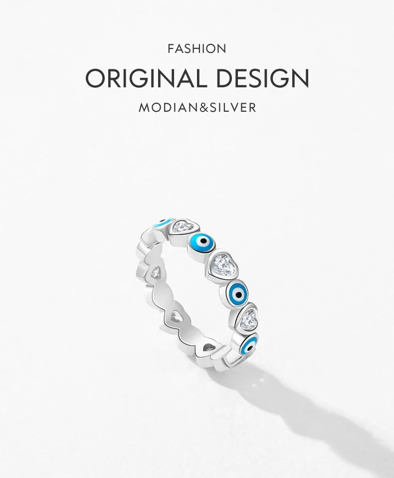 Sterling Silver Evil Eye Protection Ring