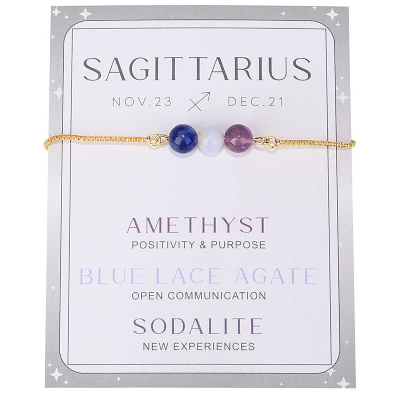 Zodiac Sign Bracelets with Intentions Cards